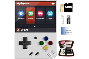 AMPOWN Miyoo Mini Plus Handheld Game Console 3.5 inch Classic System Retro Video Games Consoles Portable Rechargeable Hand Held 64G with Case (White)