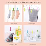 VEGCOO 60 Pcs Clothes Pegs with Storage Bag 5 Colors Durable Windproof view 6