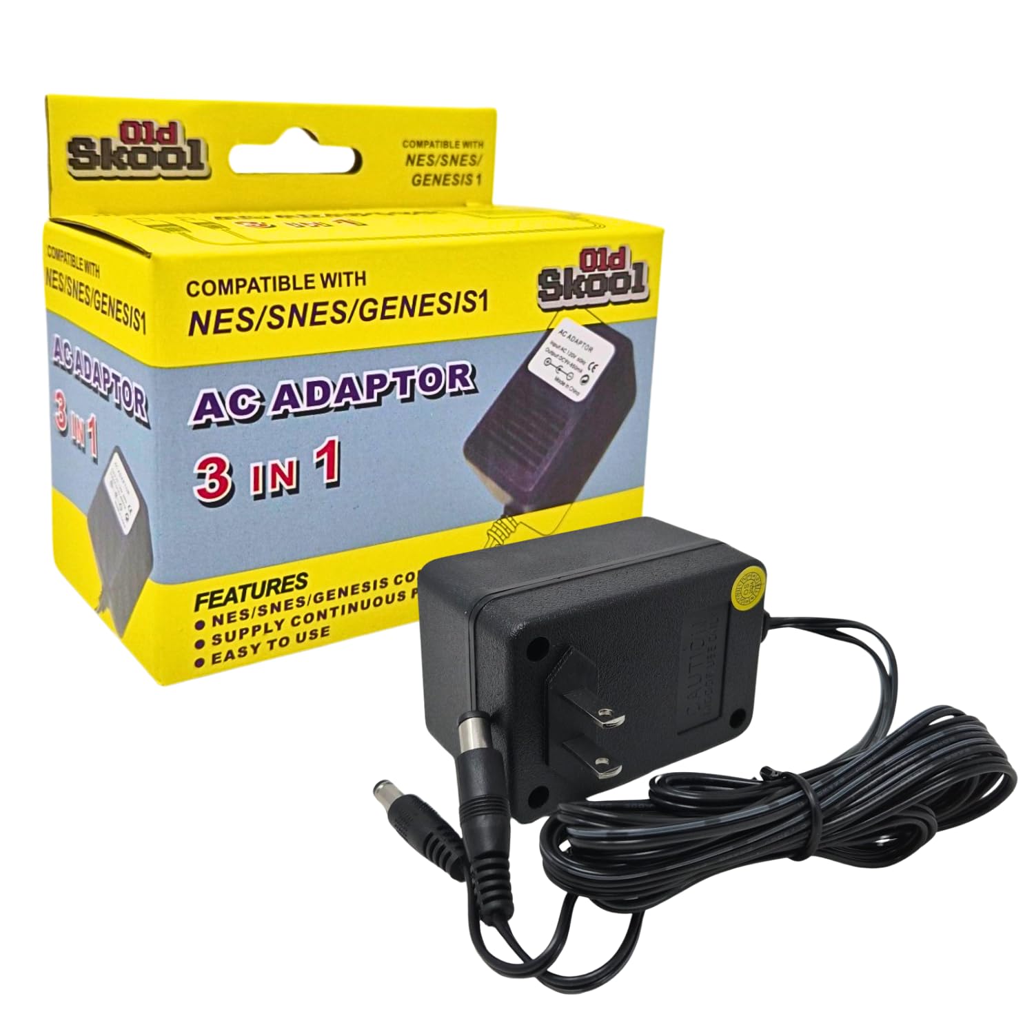 Old Skool 3 in 1 AC Adapter NES/SNES/GENESIS1 Power Supply