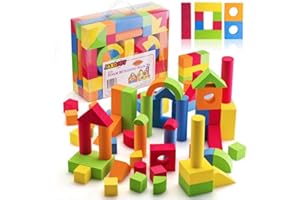 JaxoJoy Foam Building Blocks for Kids - 108 Piece EVA Foam Blocks for Toddlers - Large, Soft, Stackable - Toddler Bricks - Preschool Toys - STEM Gifts for Boys & Girls 3-5 4-8 Years Old