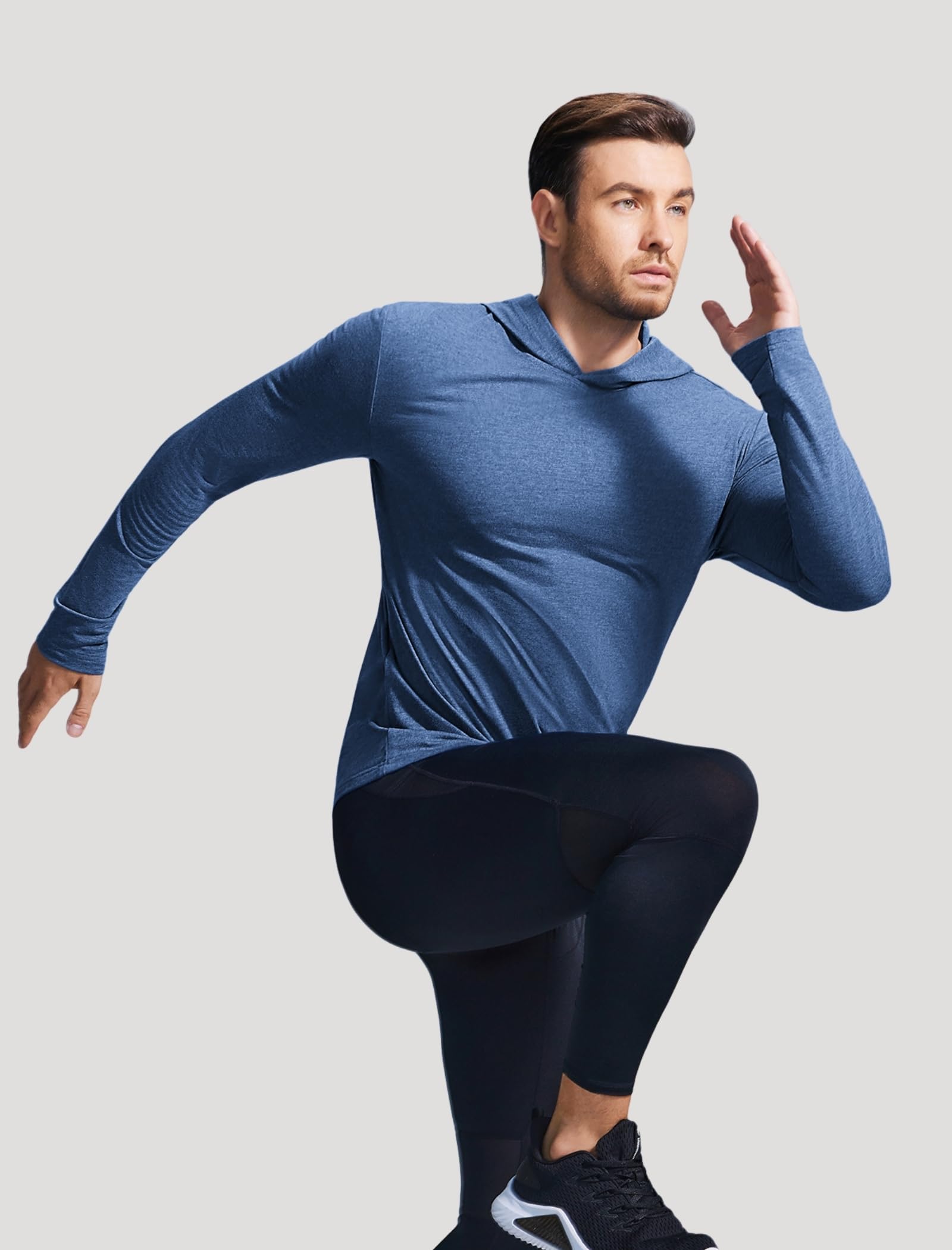 PINSPARK Lightweight Hoodies for Men Long Sleeve Pullover Hoodie for Golf Gym Workout Athletic Sweatshirt Navy