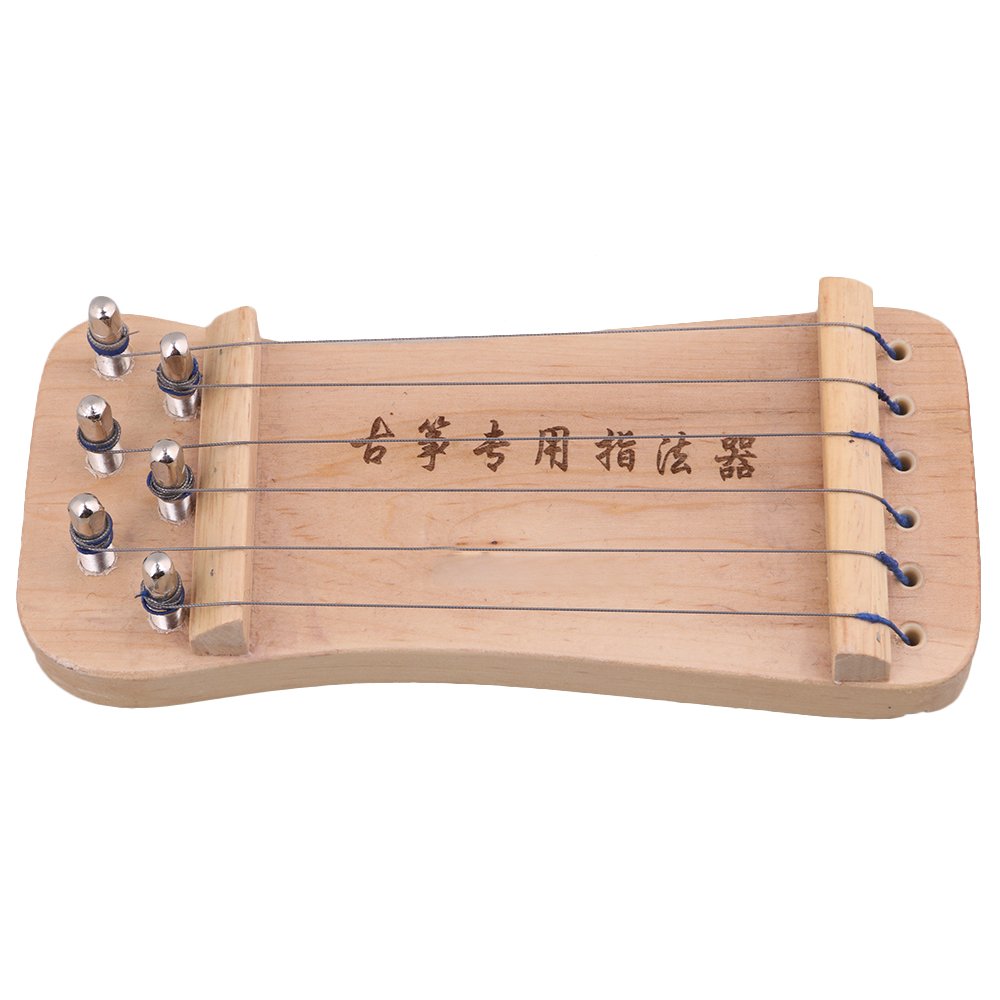 Yibuy 210x92x35mm 6-String Wood Color Finger-Training Guzheng Portable Chinese Zither Harp Koto Finger Strength Exerciser