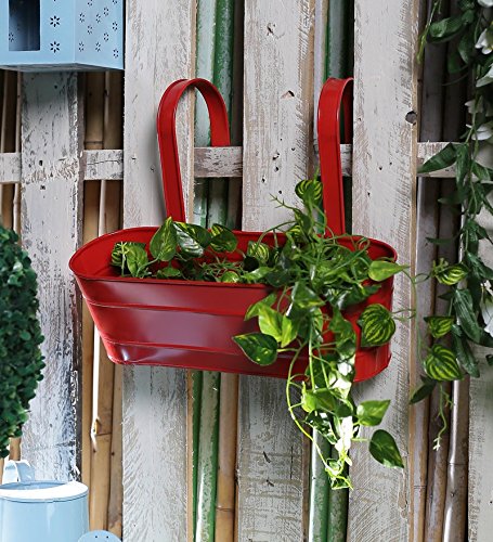 Oval Railing Planter Large Red - 16