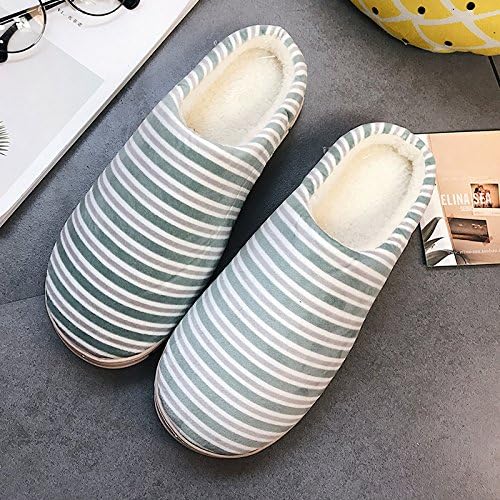 Winter cotton slippers female couples home interior anti-slip soft wool slippers at the end of the pack with warm cotton shoes and shoe sizes 44-45 recommendations 43-44, Matcha green
