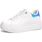 TIMEJOY Women's Platform Fashion Sneakers Faux Leather & Anti-Slip Sole Classic Tennis Shoes for Casual Lace up Sport & Walking