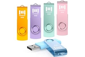 MOSDART 64GB USB Flash Drive 5 Pack, 64 GB Pastel Multicolor Multipack USB2.0 Thumb Drives, Swivel Design with LED Light, exFAT Jump Drive Memory Stick Pen Drive for Computers, Data Storage