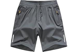 NATUST Boys' Loose Fit Athletic Shorts with Zipper Pockets Quick Dry Running Shorts