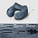 LUXSURE Inflatable Travel Pillow Push Button Soft Neck Support Pillow Portable U Shape Air Pillow for Plane Train Car Office Camping w/Ear Plugs, Eye Mask and Drawstring Bag (Grey)