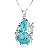 BETHZA Hummingbird Necklace 925 Sterling Silver Gemstone Hummingbird Pendant Animal Jewelry Gifts for Women
