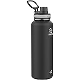 Takeya Originals 40 oz Vacuum Insulated Stainless Steel Water Bottle - Leakproof & BPA-Free Spout Lid - Keeps Drinks Cold 24 Hrs/Hot 12 Hrs - Double-Wall Design - Ideal for Active Lifestyles, Black