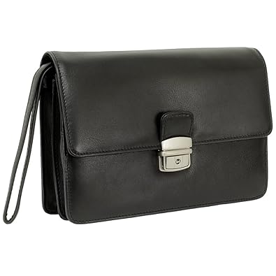 Branco Business Herren Handgelenktasche Herrentasche Damen Damentasche Tasche schwarz Leder - sehr hochwertig