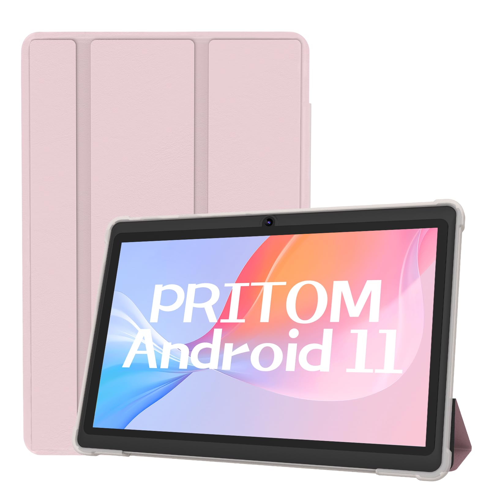 PRITOM 7 inch Tablets Android 13, 4GB(2+2 Expand), 32 GB, (Expandable 128GB) Tablet PC with Quad Core Processor, 3500 Mah, HD IPS Display, Dual Camera, WiFi, Bluetooth, Tablet with Pink Case