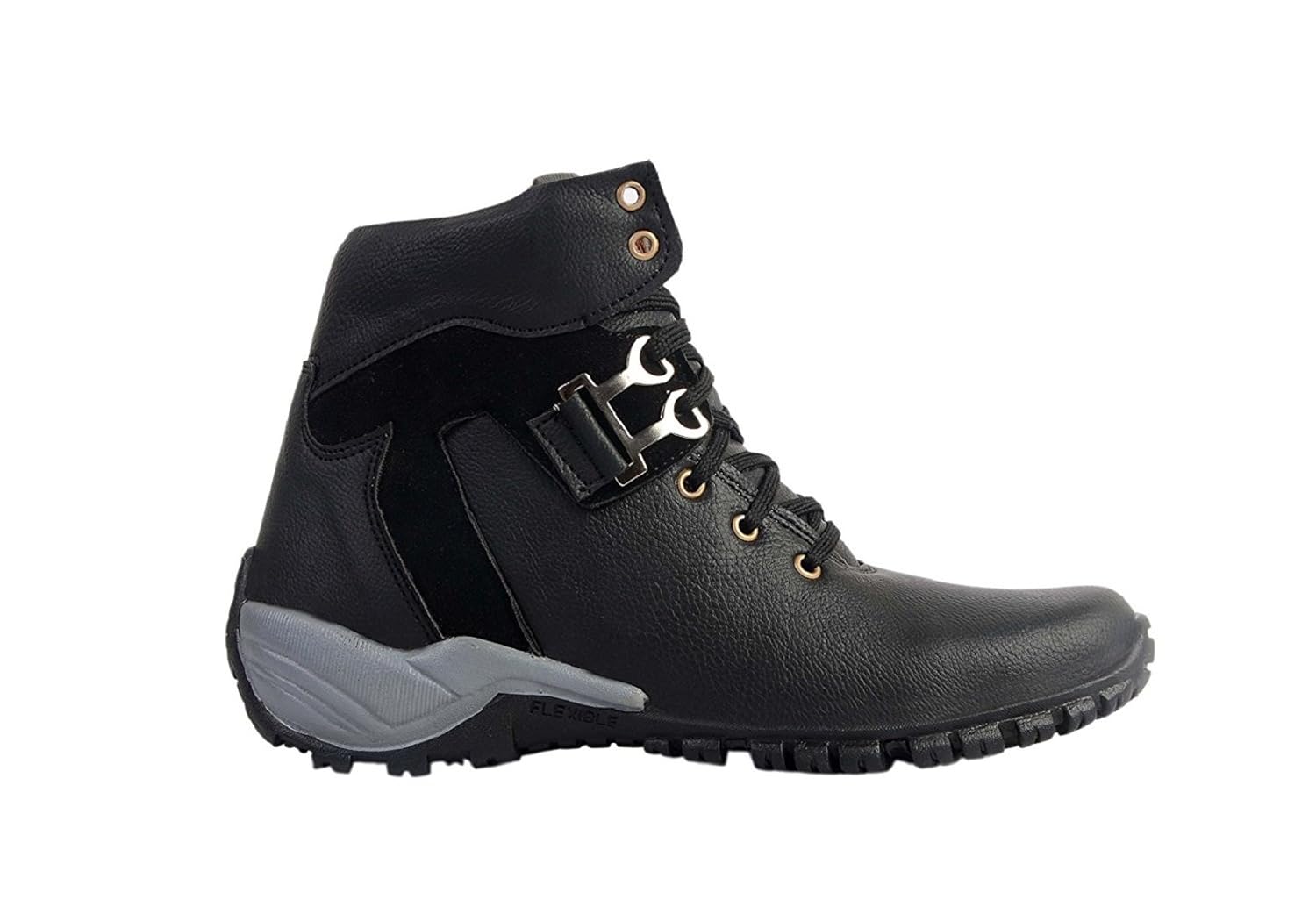 axonza men's black synthetic leather shoes