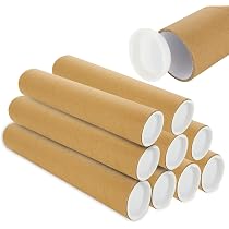 AVIDITI Cardboard Mailing Tubes With Caps – 18\" Long X 2\" Diameter, 3-Ply, Pack Of 50, For Posters & Art