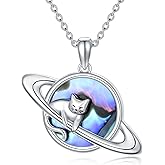 Proess Sterling Silver Planet/Celtic/Music Note/Cat/Strawberry Sterling Pendant Necklace Gifts for Women, Men, Cat Lovers