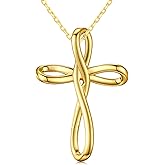 KQ&TTENG 14K Gold Plated Cross Necklace for Women Cross Pendant Necklace Faith Jewelry Gifts for Wife Her