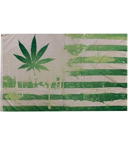 Bandiera USA Con Foglia Di Marijuana Arcobaleno 3x5FT &ndash; Divertente Bandiera Rasta