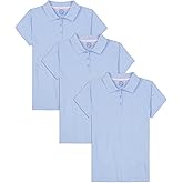 Approved School Wear Girls' School Uniform Short Sleeve Polo, Soft & Comfortable Jersey, Multipack