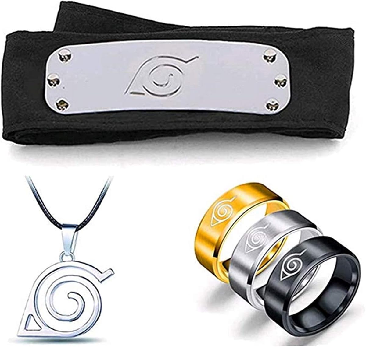 5PCS Naruto Adjustable Metal Leaf Village Headband Ninja
