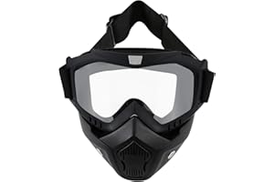 LJDJ Motorcycle Goggles with Removable Face Mask - Dirt Bike ATV Motocross Eyewear Anti-UV Adjustable MX Riding Offroad Cycling Motorbike Protective Glasses Racing Combat Tactical Military Goggles