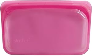Stasher Re-Usable Food-Grade Platinum Silicone Snack Bag for Eating From/Protecting Electronic Devices/Organising/Travelling, 11.45 cm x 19.05 cm, Raspberry