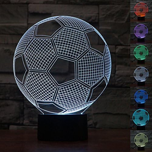 Bedoo 3D Night Lights for Boys Football Illusion Lamp 16 Color Changing Lighting, USB Charge Table Desk Bedroom Decoration