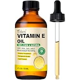 Yoken Vitamin E Oil for Skin 4 Oz Glass Bottle Vitamine Body oils for Face | Pure D-Alpha Tocopherol Cold Pressed Liquid Nails Vit e Women Moisturizing Dry Skin Unscented Carrier Oil Hydrate Hexane Free