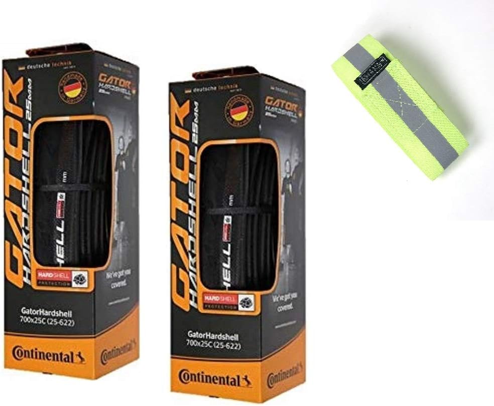 Bike A Mile Continental Gator Hardshell Road Bike Tires Set of Folding Bicycle Tire - with Reflective Safety Armband