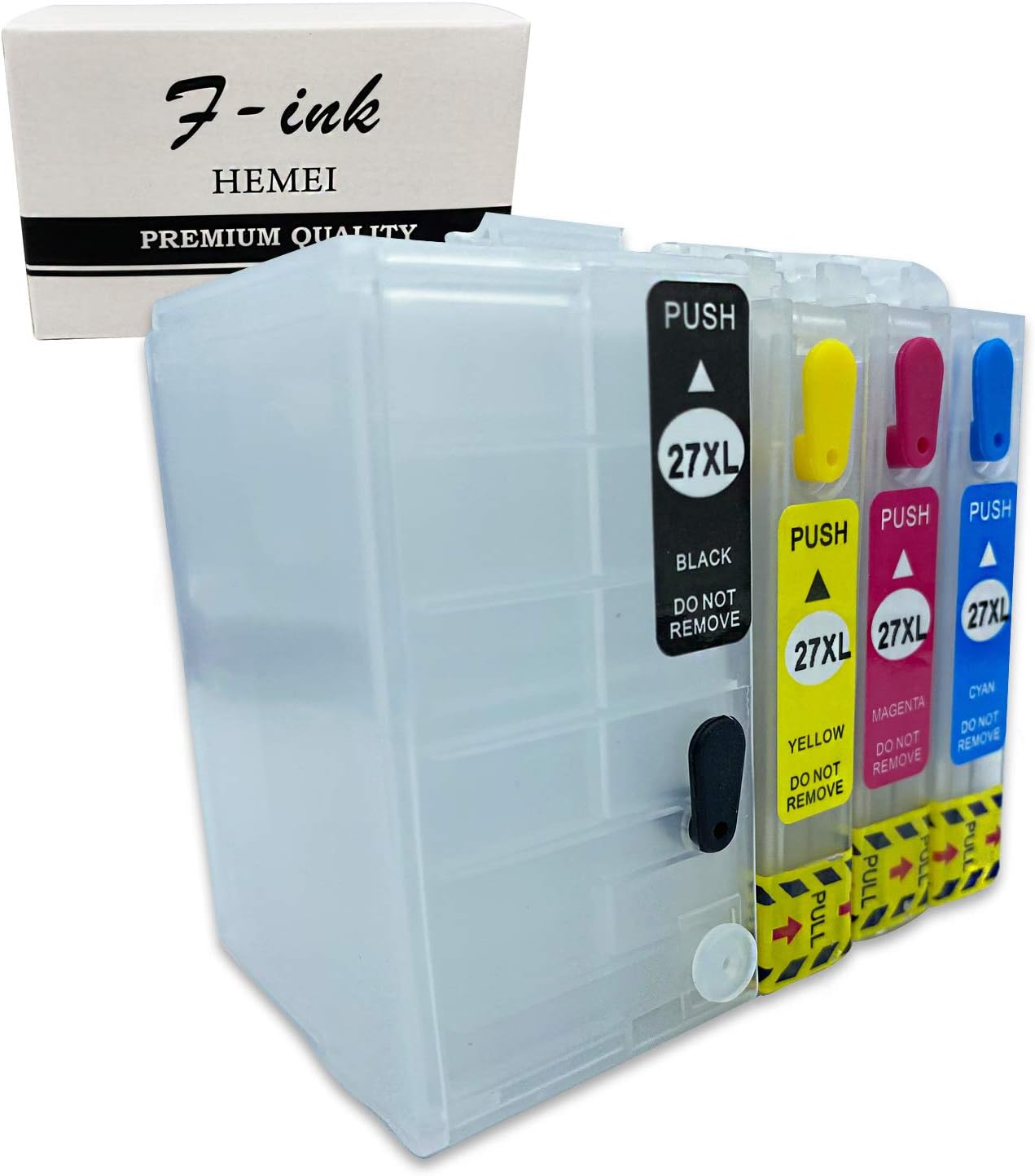 F-ink 4PK Empty Refillable Ink Cartridge Replacement for 27XL and 27XXL Ink Cartridge, 4 Colors (T2791 Black,T2712 Cyan - Image 3