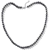 YAMI Pearl Necklace, Natural Saltwater/Freshwater Cultured Pearls with 925 Sterling Silver Clasp, Elegant Anniversary & Mother's Day Jewelry Gift for Women, Grey/Black/Purple/Pink Pearl, 18IN+2"