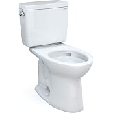 TOTO Drake Two-Piece Elongated 1.6 GPF Universal Height TORNADO FLUSH Toilet with CEFIONTECT, Cotton White - CST776CSFG#01