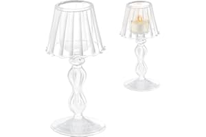 GENERIC Hurricane Glass Candle Holder,Desk Lamp Shaped Crystal Glass Hurricane Candle Holder for Table Centerpiece