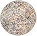 SAFAVIEH Madison Collection Area Rug - 4' Round, Cream & Multi, Boho Chic Distressed Design, Non-Shedding & Easy Care, Ideal for High Traffic Areas in Living Room, Bedroom (MAD611B)