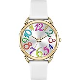 Bisley Watch for Women Big Face Colorful Arabic Numeral Easy to Read Soft Silicone Strap Watch