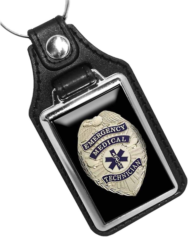 Brotherhood EMT Emergency Medical Technician Star of Life Badge Design Keychain Key Holder Key Ring For Men Heavy Duty Car Keyring For Men and Women