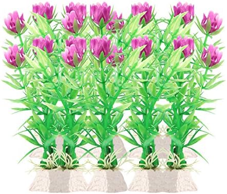 EBYTOP 10 PCS Fish Tank Artificial Plastic Flower Plants Aquarium Decoration,Green color