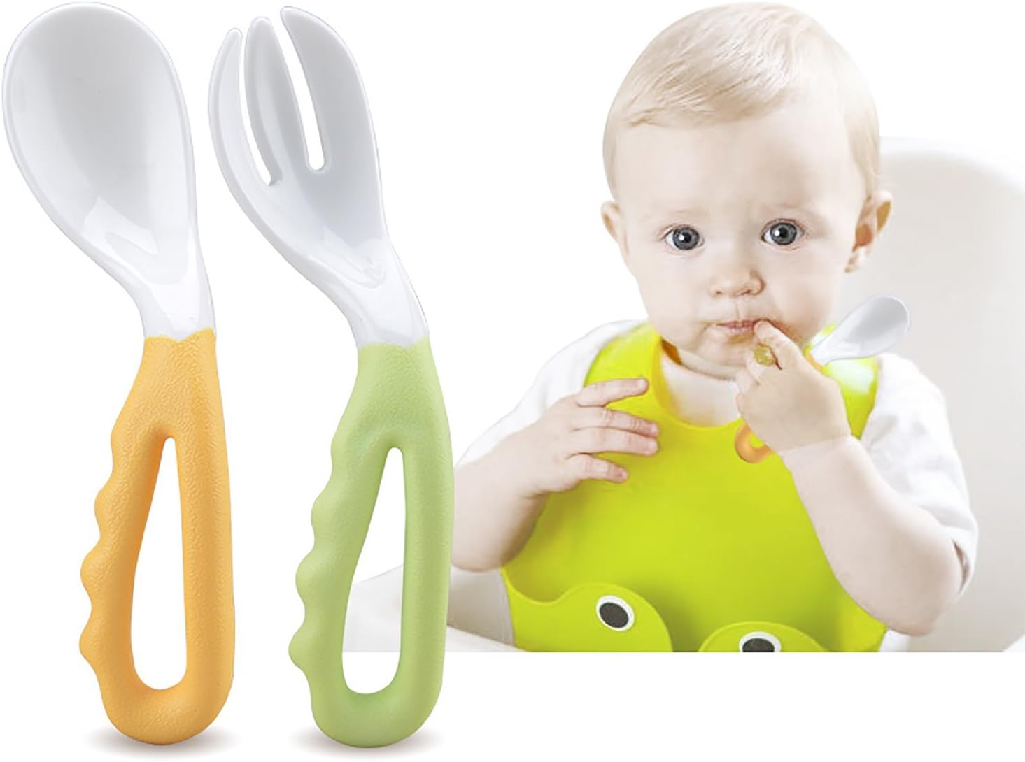 2 Pack Baby Spoon and Fork Set Toddler Training Learning Spoons Forks Graduates Fun Pack Utensils