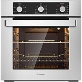 ThermoMate 24" Electric Wall Oven, ETL Certified, 2.8 Cu.ft. Electric Wall Oven with Anti-Mistouch Knobs, Built-in Ovens with 5 Cooking Functions, Stainless Steel