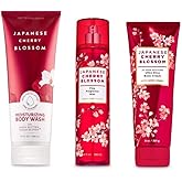 Bath and Body Works - Japanese Cherry Blossom - Moisturizing Body Wash, Fine Fragrance Mist and Ultra Shea Body Cream - 3 pc