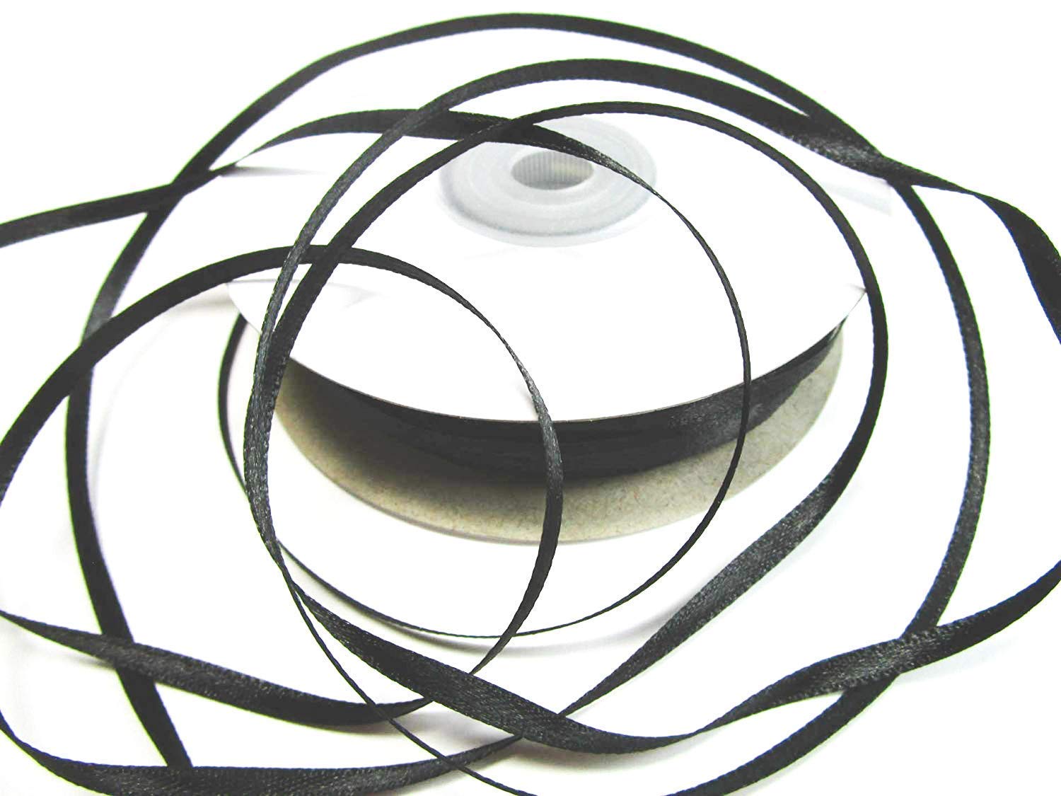CaPiSo 50m x 3mm Satin Ribbon: Black