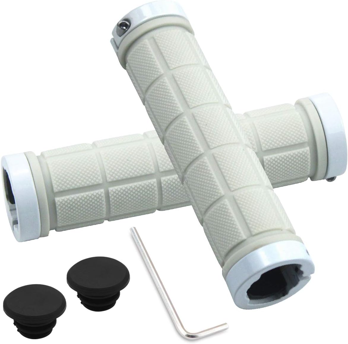 Netspower Bike Handlebar Grips, Non-Slip-Rubber Bicycle Handle Grip Aluminum Lock, Suitable for Cycling Mountain Bike Road Bike MTB BMX Foldable Bicycle