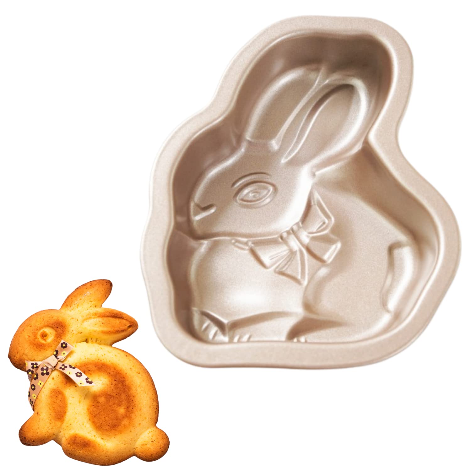 Keepaty Easter Bunny Mini Cake Pan Pie Mold, 5.5 Inch Cake Tin with Non Stick Coating Baking Molds Bakeware Tray for Christmas Cake Chocolate Fondant Sweets Baking Mould(Random Color)