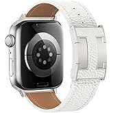 Astorgos Magnetic Leather Band Compatible with Apple Watch Band Ultra3/2/1 49mm/Series 11/10/9/8/7/6/5/4/3/2/1/SE3/SE2/SE 46/45/44/42/41/40/38mm, Top Grain Leather Replacement Strap for Women Men