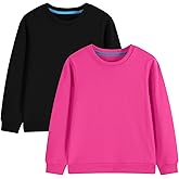 Shouldin 2-Pack Kids and Toddlers' Crewneck Sweatshirts Medium Weight Solid Long Sleeve Pullover Tops for Boys and Girls