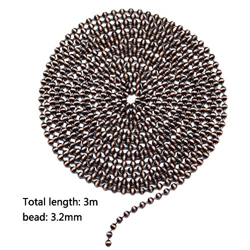 Homgaty 2 Pack 3.2 mm Diameter Adjustable Bead Pull Chain Extension, 10 Feet Ball Chain Necklace for Ceiling Fan and Light with 20 Connectors - Thumbnail 2
