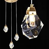 3 Lights Crystal Pendant Light Modern Cluster Chandelier - Dimmable LED Pendant Light Fixture with Brass Teardrop Design - St