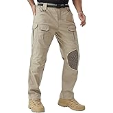 Men's Stretch Tactical Work Pants with Removable Knee Pads, Water-Resistant Ripstop Cargo Pants for Outdoor & Hiking