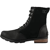Sorel Women's Emelie Short Lace Boot - Light Rain and Heavy Rain - Waterproof - Black