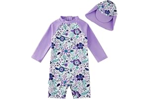 upandfast Baby/Toddler Girls Sunsuit Swimsuit with Snap Bottom UPF 50+ Infant One Piece Rashguard Swimwear