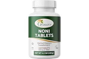 Grenera Noni Tablets, Made Using Organic Whole Fruit Noni Kosher, Halal Certified Noni Supplement, 240 Tablets